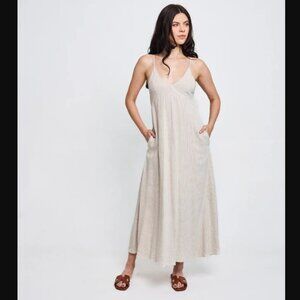 Hunter & Brown Meet Me in Miami Striped Dress, Women's Size M - Off-White/Black
